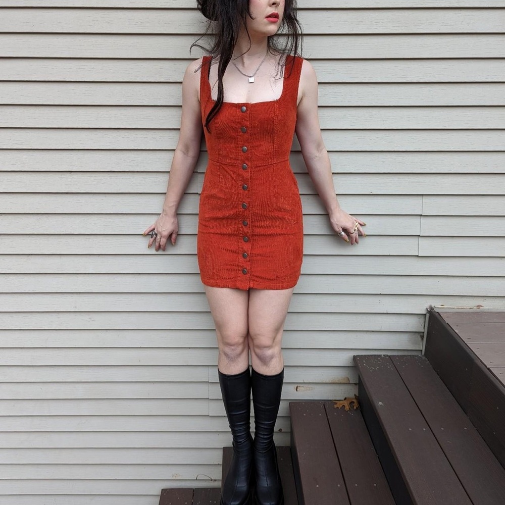 Elegant Rust Button-Down Dress